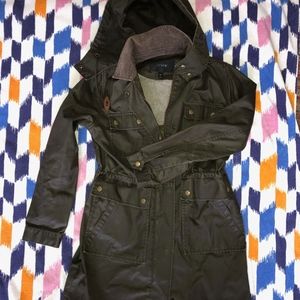 J. CREW waxed canvas rain coat XXS Olive Green